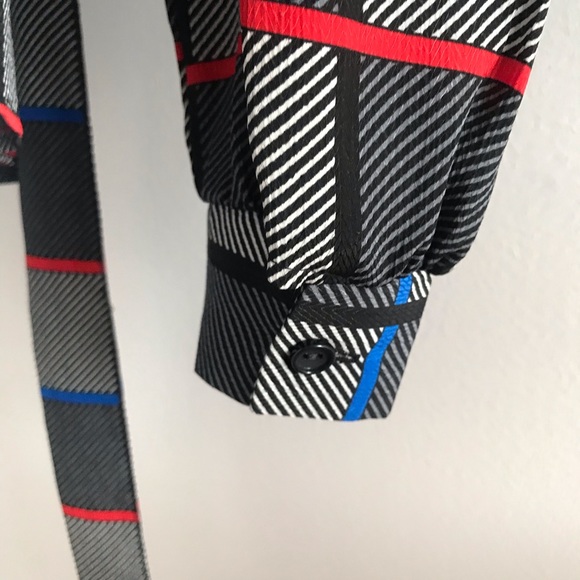 St.Michael Chic Plaid Pattern Black Collared Button Down Shirt with Belt 90’s - Picture 13 of 16